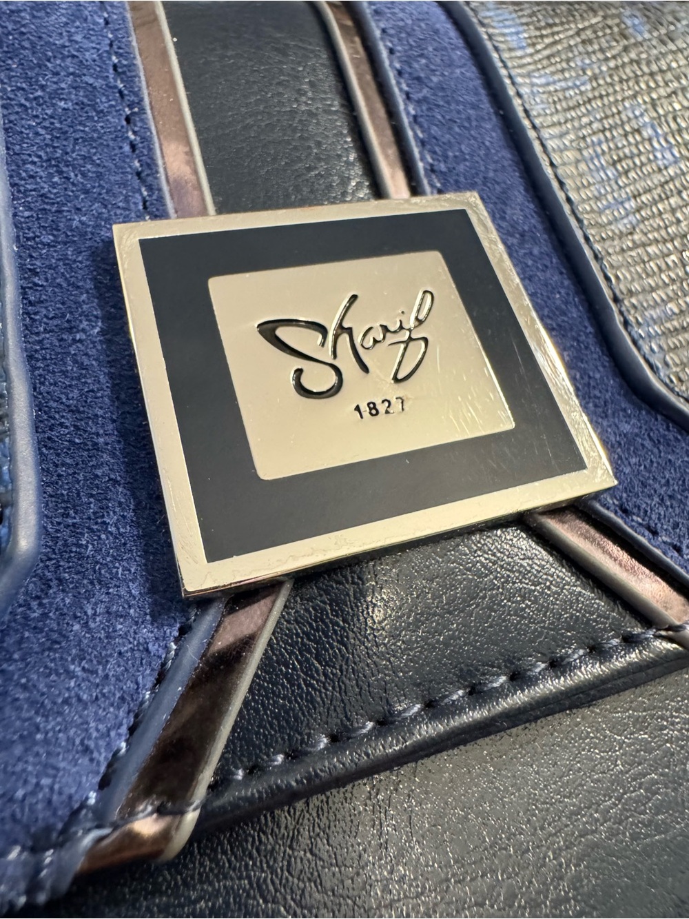 Sharif Navy & Black Crossbody Wallet on chain euc - Picture 3 of 8